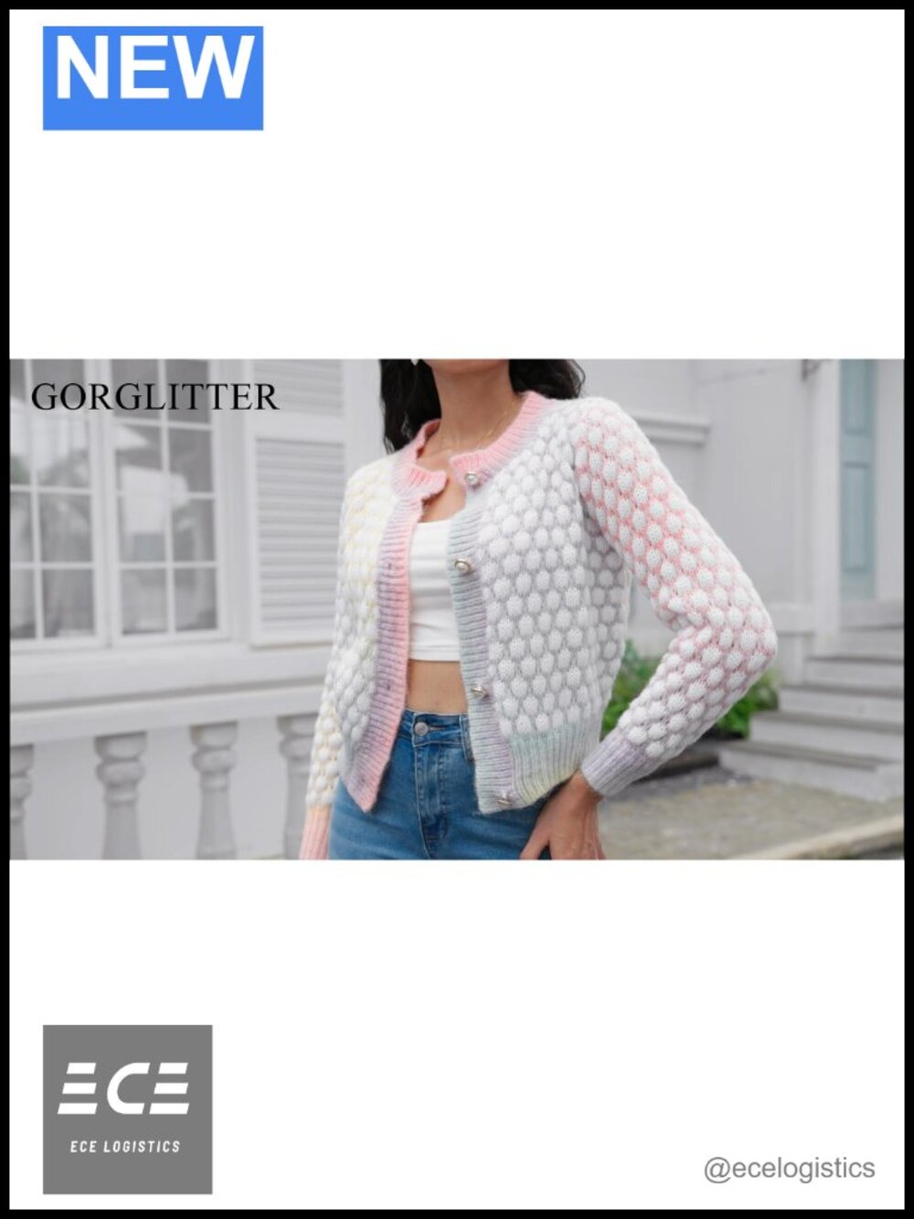 Cropped Button Up Cardigan Tweed Pearl-Button Knit Layering Top - Picture 6 of 6